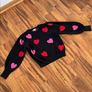 Heart Patterned Black Sweater
